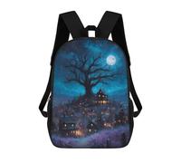 sinyumoney Mochila Unisex Eerie Village Under Moonlight Mochila De Viaje Con Estampado 3D Mochila Informal Para Portátil Mochila Escolar Ligera Para Hombres, Mujeres, Niños Y Niñas 17inch