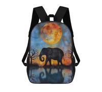 sinyumoney Mochila Unisex Elephant Moon Reflection Mochila De Viaje Con Estampado 3D Mochila Informal Para Portátil Mochila Escolar Ligera Para Hombres, Mujeres, Niños Y Niñas 17inch