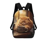 sinyumoney Mochila Unisex Fat Cat Morning Coffee Pet Mochila De Viaje Con Estampado 3D Mochila Informal Para Portátil Mochila Escolar Ligera Para Hombres Mujeres Niños Niñas 17inch