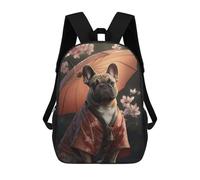 sinyumoney Mochila Unisex Fawn French Bulldog Kimono Mochila De Viaje Con Estampado 3D Mochila Informal Para Portátil Mochila Escolar Ligera Para Hombres Mujeres Niños Niñas 17inch