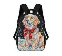 sinyumoney Mochila Unisex Festive Dog Portrait with Christmas Bow Mochila De Viaje Con Estampado 3D Mochila Informal Para Portátil Mochila Escolar Ligera Para Hombres, Mujeres, Niños Y Niñas 17inch