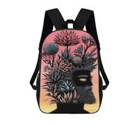 sinyumoney Mochila Unisex Floral Head Profile Illustration Mochila De Viaje Con Estampado 3D Mochila Informal Para Portátil Mochila Escolar Ligera Para Hombres, Mujeres, Niños Y Niñas 17inch