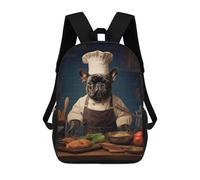 sinyumoney Mochila Unisex French Bulldog Chef Mochila De Viaje Con Estampado 3D Mochila Informal Para Portátil Mochila Escolar Ligera Para Hombres Mujeres Niños Niñas 17inch