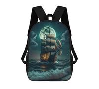 sinyumoney Mochila Unisex Full Moon Sailing Adventure -1 Mochila De Viaje Con Estampado 3D Mochila Informal Para Portátil Mochila Escolar Ligera Para Hombres, Mujeres, Niños Y Niñas 17inch