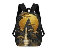 sinyumoney Mochila Unisex Golden Waterfall And Bonsai Trees Mochila De Viaje Con Estampado 3D Mochila Informal Para Portátil Mochila Escolar Ligera Para Hombres, Mujeres, Niños Y Niñas 17inch