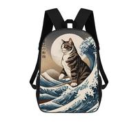 sinyumoney Mochila Unisex Great Wave of Cat Mochila De Viaje Con Estampado 3D Mochila Informal Para Portátil Mochila Escolar Ligera Para Hombres, Mujeres, Niños Y Niñas 17inch