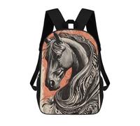 sinyumoney Mochila Unisex Horse Portrait with Decorative Background Mochila De Viaje Con Estampado 3D Mochila Informal Para Portátil Mochila Escolar Ligera Para Hombres, Mujeres, Niños Y Niñas 17inch