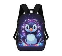 sinyumoney Mochila Unisex Ice Penguin Headphones Mochila De Viaje Con Estampado 3D Mochila Informal Para Portátil Mochila Escolar Ligera Para Hombres Mujeres Niños Niñas 17inch