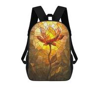 Sinyumoney Mochila Unisex Impresa 3D para Viaje, Mochila Casual Para Ordenador Portátil, Bolsa De Escuela Ligera Para Hombres, Mujeres, Niños Y Niñas, Golden Flower Glass, 17"