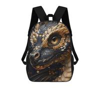 Sinyumoney Mochila Unisex Impresa 3D para Viaje, Mochila Casual Para Ordenador Portátil, Bolsa De Escuela Ligera Para Hombres, Mujeres, Niños Y Niñas, Dragón negro y dorado, 17"