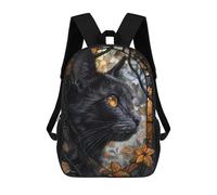 Sinyumoney Mochila Unisex Impresa 3D para Viaje, Mochila Casual Para Ordenador Portátil, Bolsa De Escuela Ligera Para Hombres, Mujeres, Niños Y Niñas, Black Cat Stained Glass, 17"