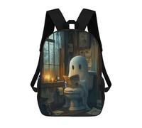 Sinyumoney Mochila Unisex Impresa 3D para Viaje, Mochila Casual Para Ordenador Portátil, Bolsa De Escuela Ligera Para Hombres, Mujeres, Niños Y Niñas, Cute Ghost On The Toilet, 17"