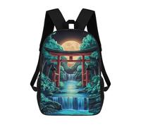 Sinyumoney Mochila Unisex Impresa 3D para Viaje, Mochila Casual Para Ordenador Portátil, Bolsa De Escuela Ligera Para Hombres, Mujeres, Niños Y Niñas, Moon And Torii Gate Japan, 17"