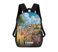 sinyumoney Mochila Unisex Lisbon Portugal Cityscape Mochila De Viaje Con Estampado 3D Mochila Informal Para Portátil Mochila Escolar Ligera Para Hombres, Mujeres, Niños Y Niñas 17inch