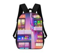sinyumoney Mochila Unisex Neon Cityscape Nightscape Mochila De Viaje Con Estampado 3D Mochila Informal Para Portátil Mochila Escolar Ligera Para Hombres, Mujeres, Niños Y Niñas 17inch