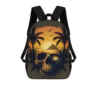 sinyumoney Mochila Unisex Palm Sunset Skull Mochila De Viaje Con Estampado 3D Mochila Informal Para Portátil Mochila Escolar Ligera Para Hombres, Mujeres, Niños Y Niñas 17inch