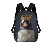 sinyumoney Mochila Unisex Penguin King Mochila De Viaje Con Estampado 3D Mochila Informal Para Portátil Mochila Escolar Ligera Para Hombres, Mujeres, Niños Y Niñas 17inch