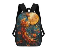 sinyumoney Mochila Unisex Phoenix Stained Glass Art Mochila De Viaje Con Estampado 3D Mochila Informal Para Portátil Mochila Escolar Ligera Para Hombres, Mujeres, Niños Y Niñas 17inch