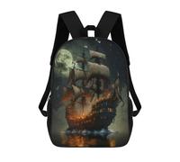 sinyumoney Mochila Unisex Pirate Ship Under Full Moon -4 Mochila De Viaje Con Estampado 3D Mochila Informal Para Portátil Mochila Escolar Ligera Para Hombres, Mujeres, Niños Y Niñas 17inch