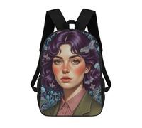 sinyumoney Mochila Unisex Portrait of A Woman with Butterflies Mochila De Viaje Con Estampado 3D Mochila Informal Para Portátil Mochila Escolar Ligera Para Hombres Mujeres Niños Niñas 17inch