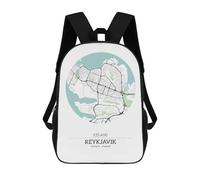 sinyumoney Mochila Unisex Reykjavik Iceland City Map Mochila De Viaje Con Estampado 3D Mochila Informal Para Portátil Mochila Escolar Ligera Para Hombres, Mujeres, Niños Y Niñas 17inch