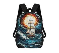 sinyumoney Mochila Unisex Sailing Through Waves Mochila De Viaje Con Estampado 3D Mochila Informal Para Portátil Mochila Escolar Ligera Para Hombres, Mujeres, Niños Y Niñas 17inch