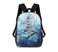 sinyumoney Mochila Unisex Sea Whale And Lighthouse Mochila De Viaje Con Estampado 3D Mochila Informal Para Portátil Mochila Escolar Ligera Para Hombres, Mujeres, Niños Y Niñas 17inch