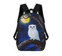 sinyumoney Mochila Unisex Snowy Owl Under Moonlight Mochila De Viaje Con Estampado 3D Mochila Informal Para Portátil Mochila Escolar Ligera Para Hombres Mujeres Niños Niñas 17inch