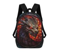 sinyumoney Mochila Unisex Stained Glass Dragon Wall Mochila De Viaje Con Estampado 3D Mochila Informal Para Portátil Mochila Escolar Ligera Para Hombres Mujeres Niños Niñas 17inch