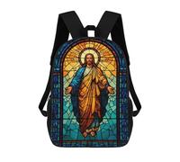 sinyumoney Mochila Unisex Stained Glass Jesus Christ Illustration Mochila De Viaje Con Estampado 3D Mochila Informal Para Portátil Mochila Escolar Ligera Para Hombres, Mujeres, Niños Y Niñas 17inch
