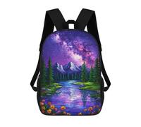 sinyumoney Mochila Unisex Stained Glass Night Landscape Mochila De Viaje Con Estampado 3D Mochila Informal Para Portátil Mochila Escolar Ligera Para Hombres, Mujeres, Niños Y Niñas 17inch