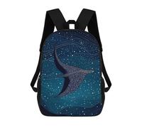 sinyumoney Mochila Unisex Stars Whale Ray Sea Mochila De Viaje Con Estampado 3D Mochila Informal Para Portátil Mochila Escolar Ligera Para Hombres Mujeres Niños Niñas 17inch