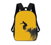 sinyumoney Mochila Unisex Surfer Silhouette - Bold Wave on Yellow Mochila De Viaje Con Estampado 3D Mochila Informal Para Portátil Mochila Escolar Ligera Para Hombres Mujeres Niños Niñas 17inch