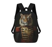 sinyumoney Mochila Unisex Tiger Animal Dressed King Mochila De Viaje Con Estampado 3D Mochila Informal Para Portátil Mochila Escolar Ligera Para Hombres Mujeres Niños Niñas 17inch