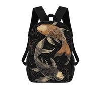 sinyumoney Mochila Unisex Two Koi Fish Yin Yang Mochila De Viaje Con Estampado 3D Mochila Informal Para Portátil Mochila Escolar Ligera Para Hombres, Mujeres, Niños Y Niñas 17inch