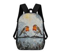 sinyumoney Mochila Unisex Two Robins on A Wire Painting Mochila De Viaje Con Estampado 3D Mochila Informal Para Portátil Mochila Escolar Ligera Para Hombres, Mujeres, Niños Y Niñas 17inch