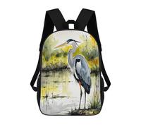 sinyumoney Mochila Unisex Watercolor Grey Heron Mochila De Viaje Con Estampado 3D Mochila Informal Para Portátil Mochila Escolar Ligera Para Hombres, Mujeres, Niños Y Niñas 17inch