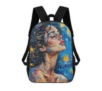 sinyumoney Mochila Unisex Woman in Blue And Yellow Painting Mochila De Viaje Con Estampado 3D Mochila Informal Para Portátil Mochila Escolar Ligera Para Hombres, Mujeres, Niños Y Niñas 17inch