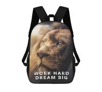 sinyumoney Mochila Unisex Work Hard Dream Big Lion Mochila De Viaje Con Estampado 3D Mochila Informal Para Portátil Mochila Escolar Ligera Para Hombres, Mujeres, Niños Y Niñas 17inch