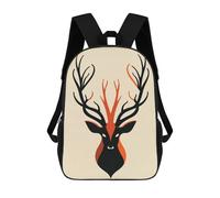 sinyumoney Mochilas 3D Para Niños Mochila Escolar Abstract Deer Vector Portrait with Bold Antlers Mochila Escolar Con Impresión 3D Para Niños De Primaria Y Secundaria 17inch