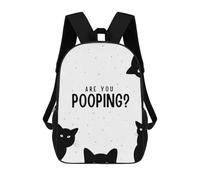 sinyumoney Mochilas 3D Para Niños Mochila Escolar BLACK CAT ARE YOU POOPING Mochila Escolar Con Impresión 3D Para Niños De Primaria Y Secundaria 17inch