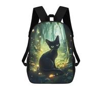 sinyumoney Mochilas 3D Para Niños Mochila Escolar Black Cat in Enchanted Forest Mochila Escolar Con Impresión 3D Para Niños De Primaria Y Secundaria 17inch