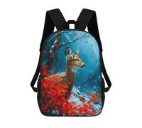 sinyumoney Mochilas 3D Para Niños Mochila Escolar Cold Deer in Cherry Tree Mochila Escolar Con Impresión 3D Para Niños De Primaria Y Secundaria 17inch