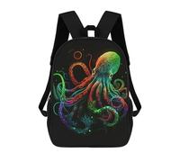 sinyumoney Mochilas 3D Para Niños Mochila Escolar Colorful Neon Octopus Mochila Escolar Con Impresión 3D Para Niños De Primaria Y Secundaria 17inch