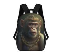 sinyumoney Mochilas 3D Para Niños Mochila Escolar Crowned Golden Monkey Mochila Escolar Con Impresión 3D Para Niños De Primaria Y Secundaria 17inch