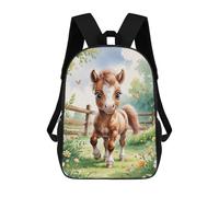 sinyumoney Mochilas 3D Para Niños Mochila Escolar Cute Foal in Meadow Watercolor Mochila Escolar Con Impresión 3D Para Niños De Primaria Y Secundaria 17inch