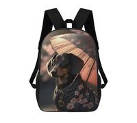 sinyumoney Mochilas 3D Para Niños Mochila Escolar Dachshund Japanese Kimono Mochila Escolar Con Impresión 3D Para Niños De Primaria Y Secundaria 17inch