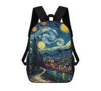 sinyumoney Mochilas 3D Para Niños Mochila Escolar Expressionist The Starry Night - Bold Contemporary Art Reinterpretation Mochila Escolar Con Impresión 3D Para Niños De Primaria Y Secundaria 17inch