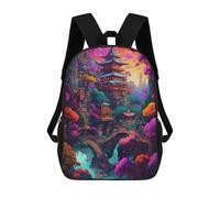 sinyumoney Mochilas 3D Para Niños Mochila Escolar Fantasy Village 15 Mochila Escolar Con Impresión 3D Para Niños De Primaria Y Secundaria 17inch