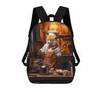 sinyumoney Mochilas 3D Para Niños Mochila Escolar Fox Cooking Kitchen Funny Mochila Escolar Con Impresión 3D Para Niños De Primaria Y Secundaria 17inch